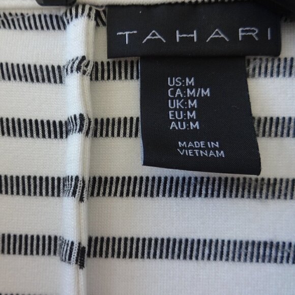 Tahari  white with black stripes knit jacket/ blazer size M, two front pockets - Picture 3 of 9